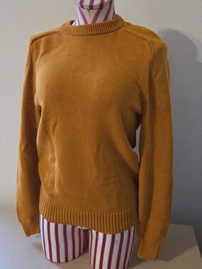 J Crew  Heritage Cotton Chunky Knit Sweater Mustard Orange XS classic heavy